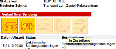 Tracking von DHL